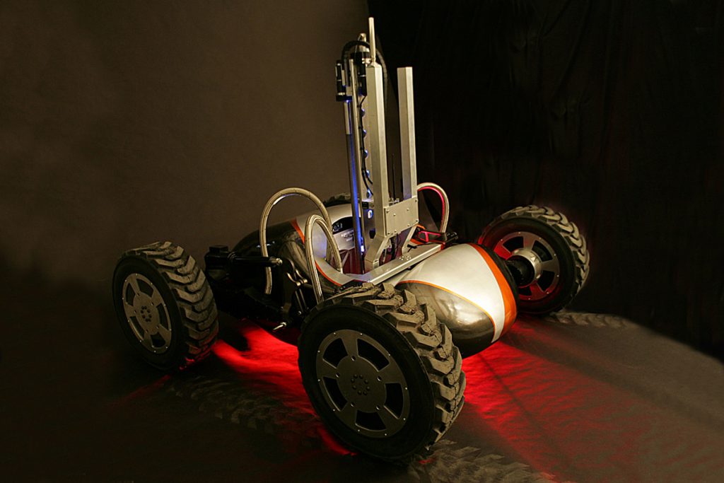 Scarab robot with lighting and sand.